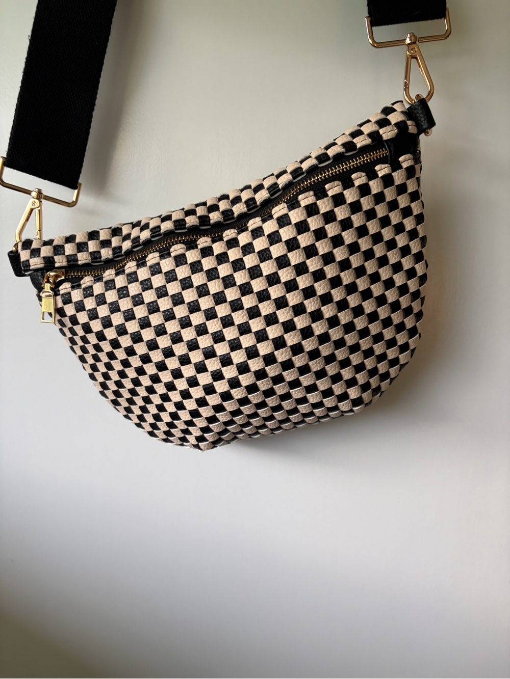 Pretty Simple “Original” Westlyn Woven Bum Bag Checkered Black Crossbody - Picture 7 of 13